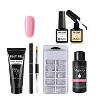 HKM-616275 Milky and Pink Polygel Nail Kit with Fast Crystal Extension Glue - 30ml, Lasts 45 Days