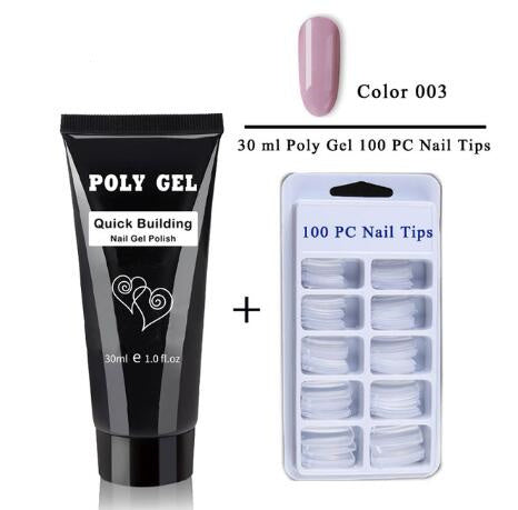 HKM-616275 Milky and Pink Polygel Nail Kit with Fast Crystal Extension Glue - 30ml, Lasts 45 Days