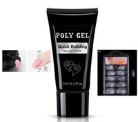 HKM-616275 Milky and Pink Polygel Nail Kit with Fast Crystal Extension Glue - 30ml, Lasts 45 Days