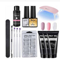 HKM-616275 Milky and Pink Polygel Nail Kit with Fast Crystal Extension Glue - 30ml, Lasts 45 Days