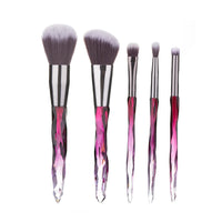 HKM-639571 Crystal Diamond Makeup Brush Set with Long Plastic Handles - 10 Nylon Brushes