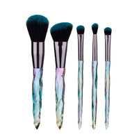 HKM-639571 Crystal Diamond Makeup Brush Set with Long Plastic Handles - 10 Nylon Brushes