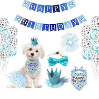 HKM-979283 Cute Cartoon Pet Birthday Celebration Set with Saliva Towel and Decoratives