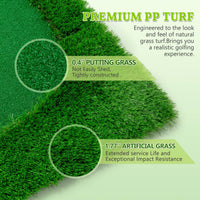 HKM-273491 Indoor Outdoor Golf Putting Green - 10x5 FT Training Mat with 3 Holes, Flags and Cups