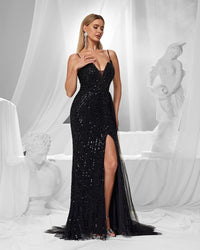 HKM-023059 Elegant Black Evening Dress - Model EZ25122 for Sophisticated Occasions