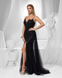 HKM-023059 Elegant Black Evening Dress - Model EZ25122 for Sophisticated Occasions
