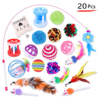 HKM-428115 Plush Cat Toy Set with Interactive Sticks and Mice for Engaging Playtime