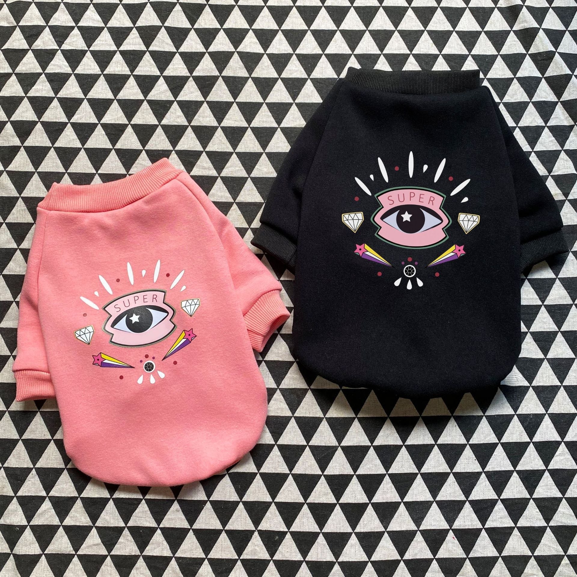 HKM-259859 Cozy Velvet Cotton Sweaters for Dogs - Casual Style for Pugs, Teddies, and Schnauzers in Pink and Black