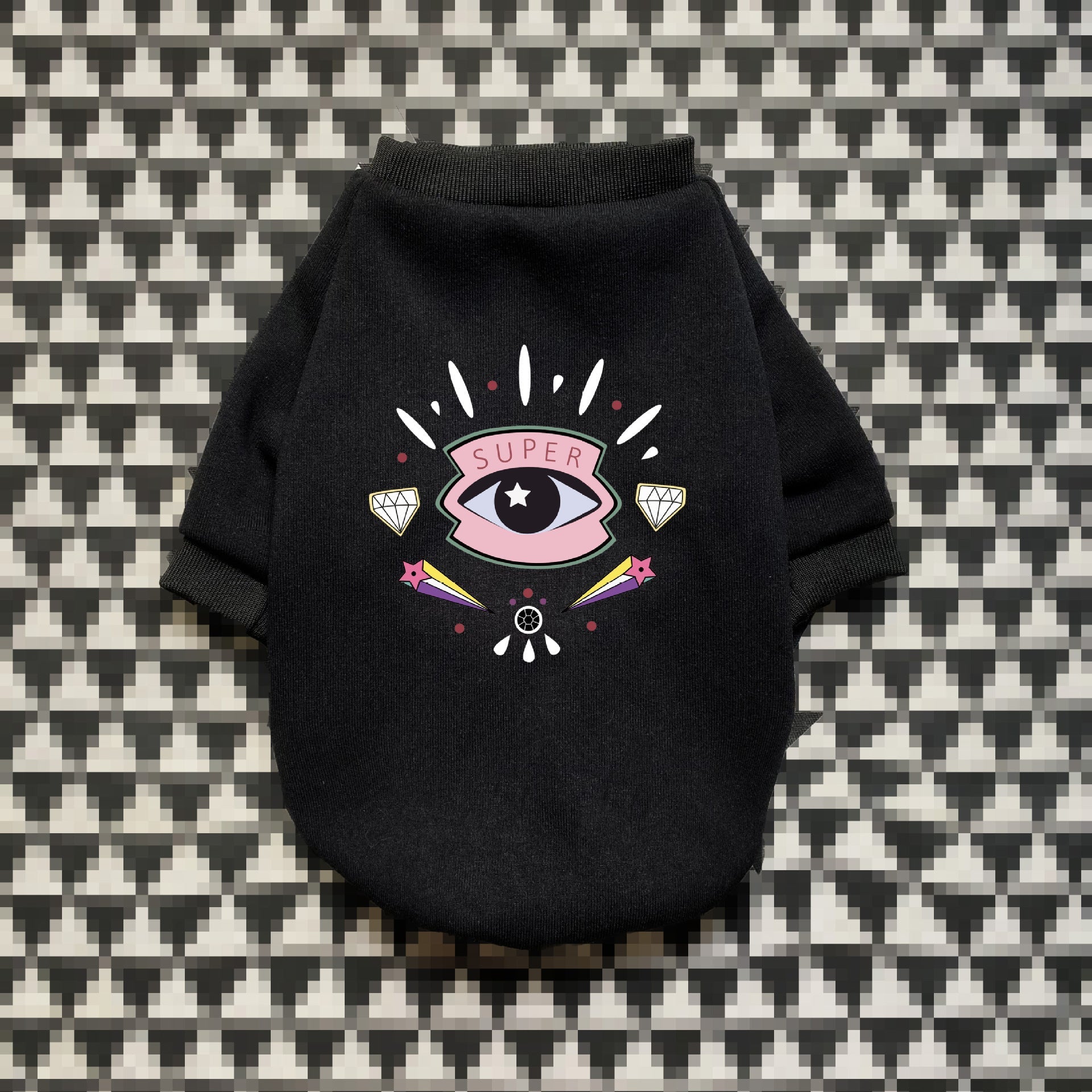 HKM-259859 Cozy Velvet Cotton Sweaters for Dogs - Casual Style for Pugs, Teddies, and Schnauzers in Pink and Black