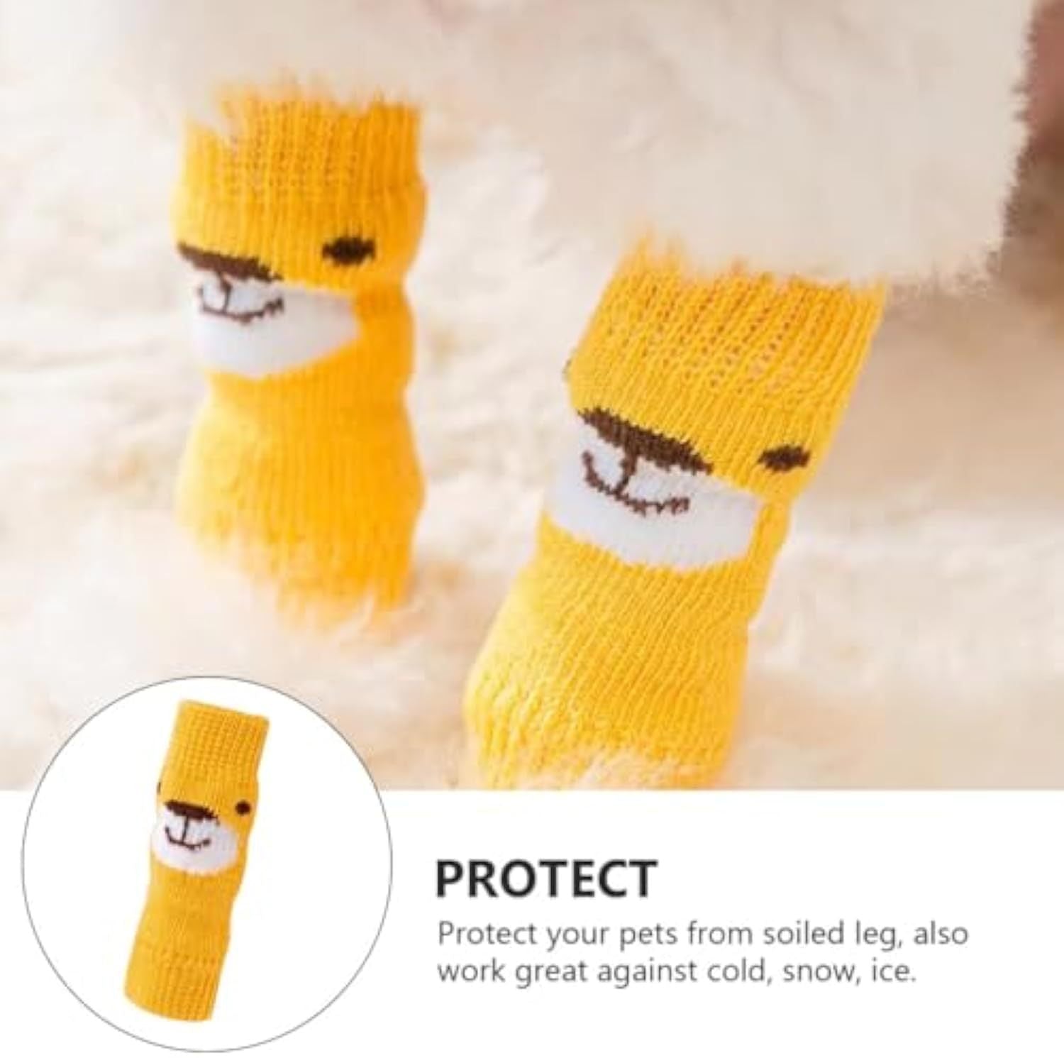 HKM-853267 Winter Warm Pet Dog Socks - 4-Piece Set for Small Dogs, Puppy Leg Protection and Comfort