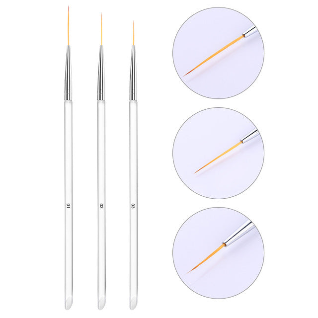 HKM-876115 Gel Nail Polish with Nail Brushes - 3 Piece Set for Artistic Nail Designs
