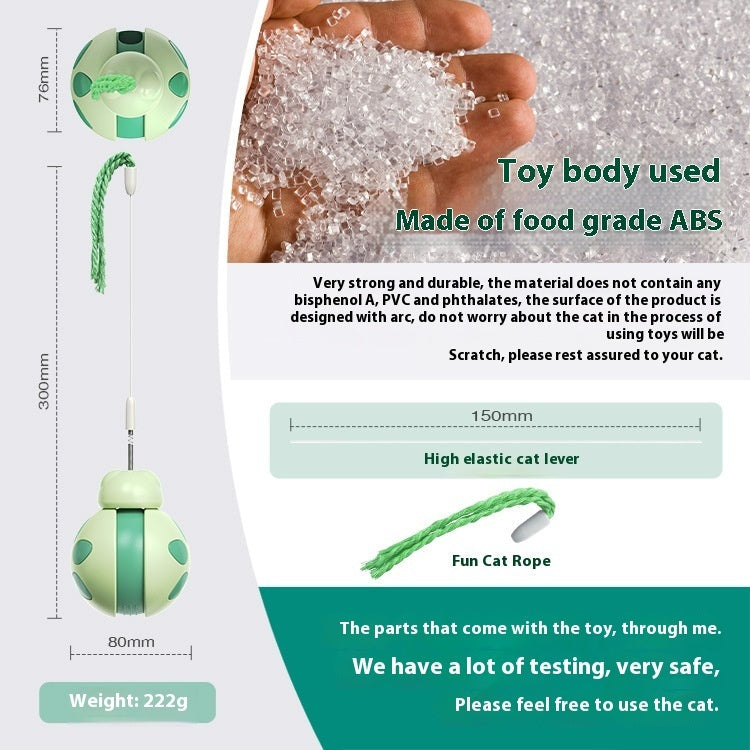 HKM-459731 Morandi Green and Pink Plastic Cat Toy for Food Leakage Prevention and Playtime Fun