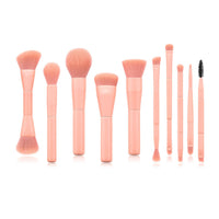 HKM-376275 10-Piece Portable Makeup Brush Set with Nylon Bristles and Wooden Handles