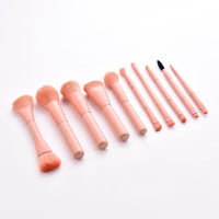 HKM-376275 10-Piece Portable Makeup Brush Set with Nylon Bristles and Wooden Handles