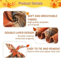HKM-041363 Fall Plaid Triangle Dog Bandana with Tassel Edges for Thanksgiving and Everyday Wear