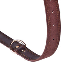 HKM-297555 Cowhide Leather Dog Collar - Available in Black and Light Brown, Multiple Sizes for Comfortable Fit