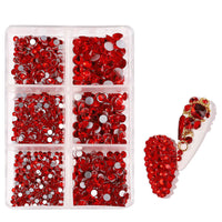 HKM-071571 Porcelain White 6-Compartment Rhinestone Nail Sticker Set