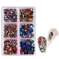 HKM-071571 Porcelain White 6-Compartment Rhinestone Nail Sticker Set