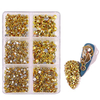 HKM-071571 Porcelain White 6-Compartment Rhinestone Nail Sticker Set