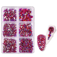 HKM-071571 Porcelain White 6-Compartment Rhinestone Nail Sticker Set