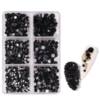 HKM-071571 Porcelain White 6-Compartment Rhinestone Nail Sticker Set