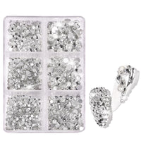 HKM-071571 Porcelain White 6-Compartment Rhinestone Nail Sticker Set