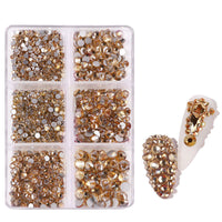 HKM-071571 Porcelain White 6-Compartment Rhinestone Nail Sticker Set