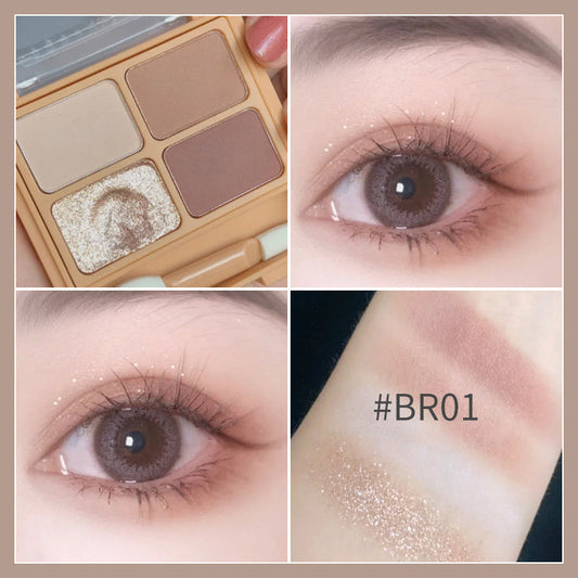 HKM-850835 Beginner-Friendly Four-Color Shiny Silk Eyeshadow Palette