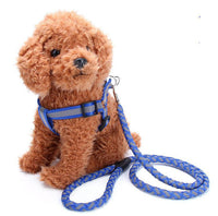 HKM-379219 Reflective Braided Pet Leash and Harness Set ¨C Durable Nylon for Small to Medium Dogs, Available in Multiple Colors