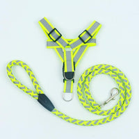 HKM-379219 Reflective Braided Pet Leash and Harness Set ¨C Durable Nylon for Small to Medium Dogs, Available in Multiple Colors