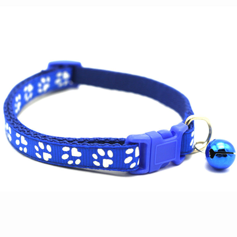 HKM-425171 Sapphire Blue and Colorful Cat and Dog Collars with Bells and Name Pendants