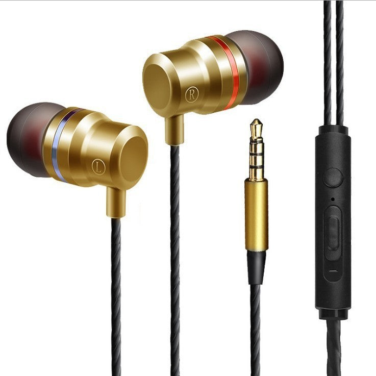 KTX-661395 In-Ear Subwoofer Headphones with Wheat Line - Model FM-036, Wired, 120 cm Length, Available in Silver, Light Purple, Gold, Red