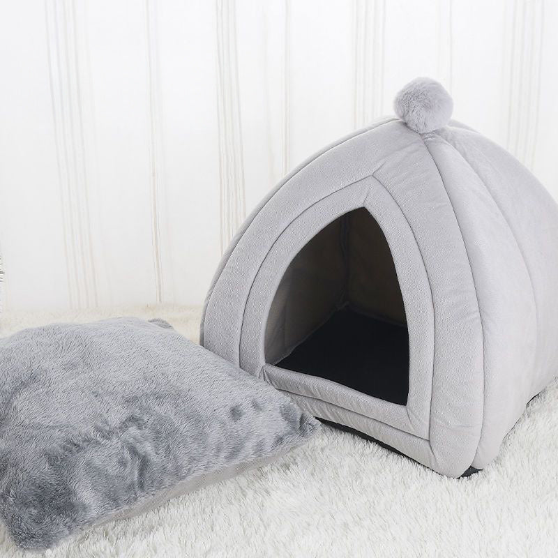 HKM-234771 Cozy Washable Cat Bed & Dog Tent with Soft Cushion for Small Pets - Multiple Sizes Available