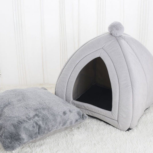 HKM-234771 Cozy Washable Cat Bed & Dog Tent with Soft Cushion for Small Pets - Multiple Sizes Available