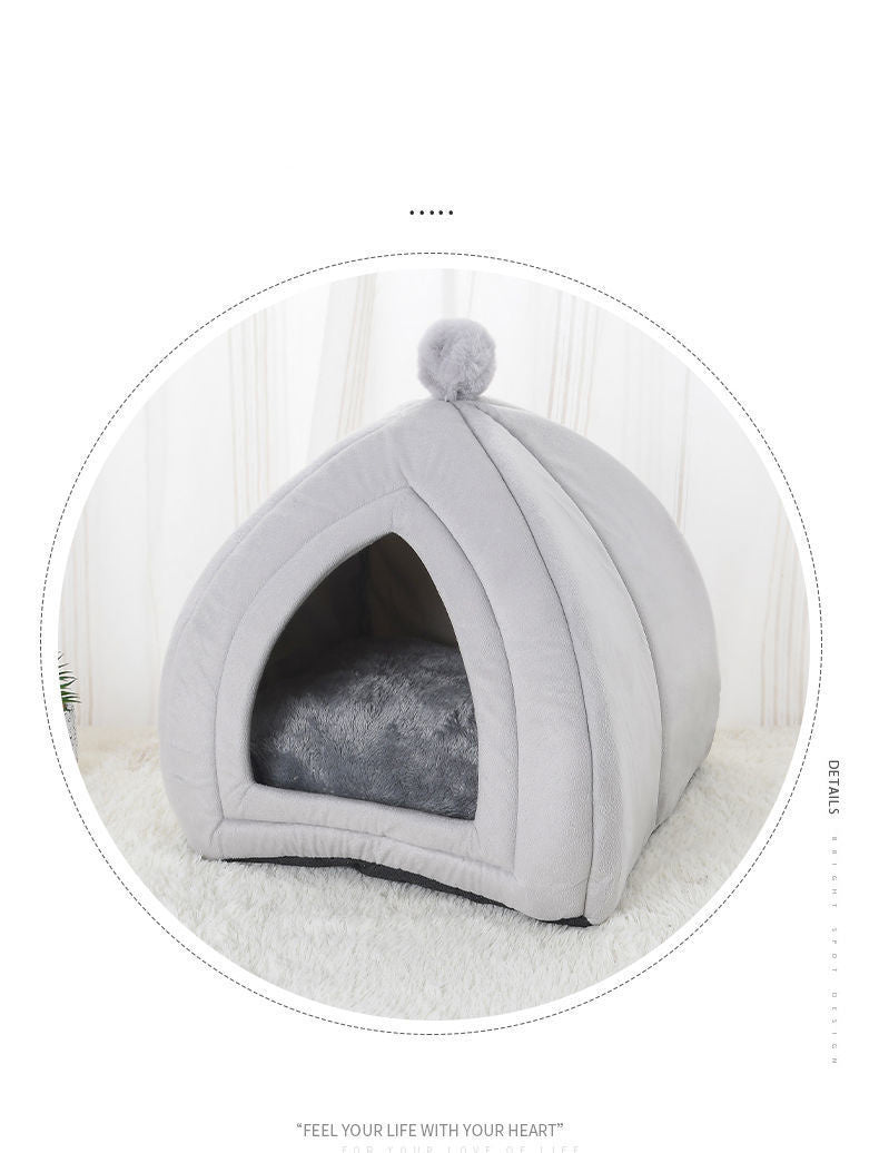 HKM-234771 Cozy Washable Cat Bed & Dog Tent with Soft Cushion for Small Pets - Multiple Sizes Available
