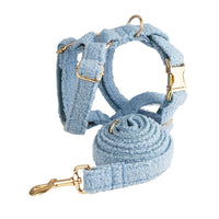 HKM-107475 Blue Teddy Bear Dog Collar and Leash Set with Bow and Vest - Four-Piece Pet Accessories for Gifts