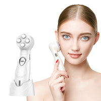 HKM-381075 V-Face Color Photoelectric Beauty Instrument - RF Electronic Device for Facial Contouring and Skincare, White, 147*39*43mm, Includes Goggles and Adapter