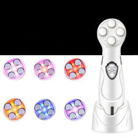 HKM-381075 V-Face Color Photoelectric Beauty Instrument - RF Electronic Device for Facial Contouring and Skincare, White, 147*39*43mm, Includes Goggles and Adapter