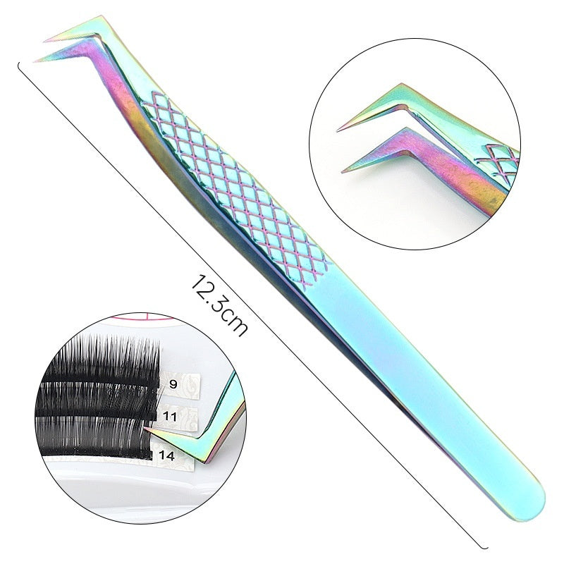 HKM-731283 High Precision Stainless Steel Fish Pattern Eyelash Tweezers - Silver, Gold, Blue, Rose Gold, Colorful