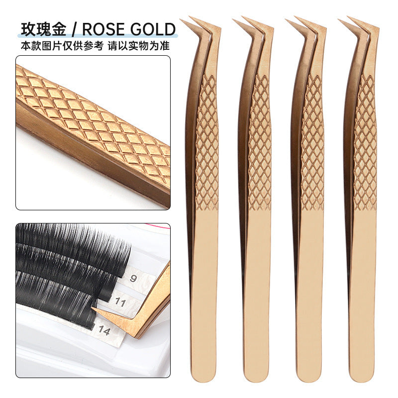 HKM-731283 High Precision Stainless Steel Fish Pattern Eyelash Tweezers - Silver, Gold, Blue, Rose Gold, Colorful