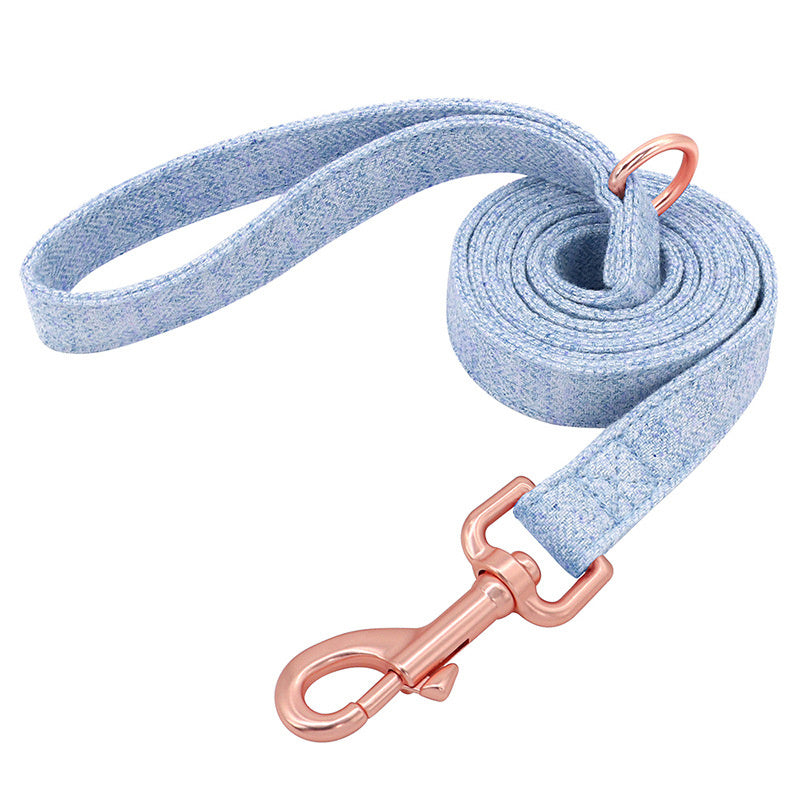 HKM-474387 Personalized Engraved Pet Dog Collar with Leash for Medium and Large Dogs - Available in Pink, Blue, Gray, and Brown