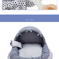 HKM-430227 Cozy Removable and Washable Pet Nest with Bow-Knot Design, Eco-Friendly Cotton, Available in Multiple Sizes