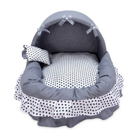 HKM-430227 Cozy Removable and Washable Pet Nest with Bow-Knot Design, Eco-Friendly Cotton, Available in Multiple Sizes