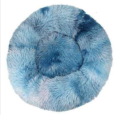 HKM-003091 Cozy Tie-Dye Plush Cat Nest for Winter Comfort - Available in Multiple Sizes