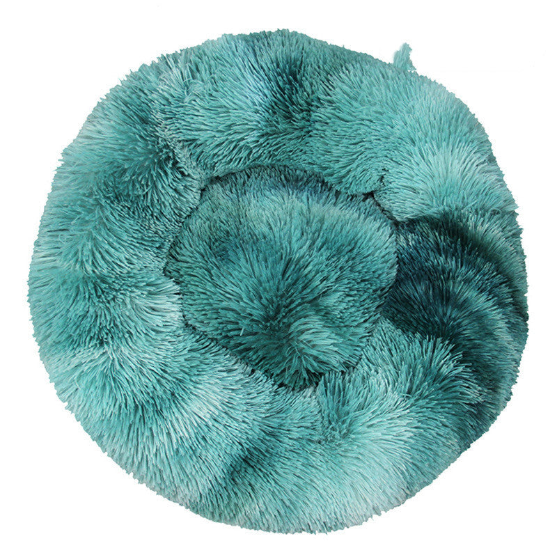 HKM-003091 Cozy Tie-Dye Plush Cat Nest for Winter Comfort - Available in Multiple Sizes