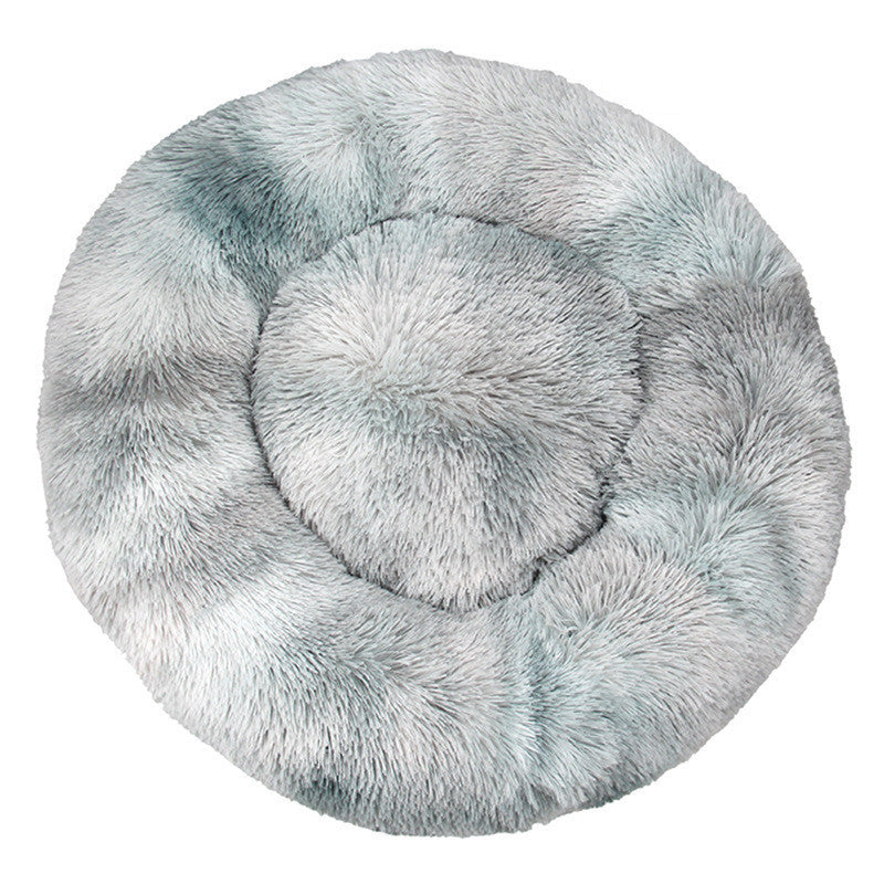 HKM-003091 Cozy Tie-Dye Plush Cat Nest for Winter Comfort - Available in Multiple Sizes
