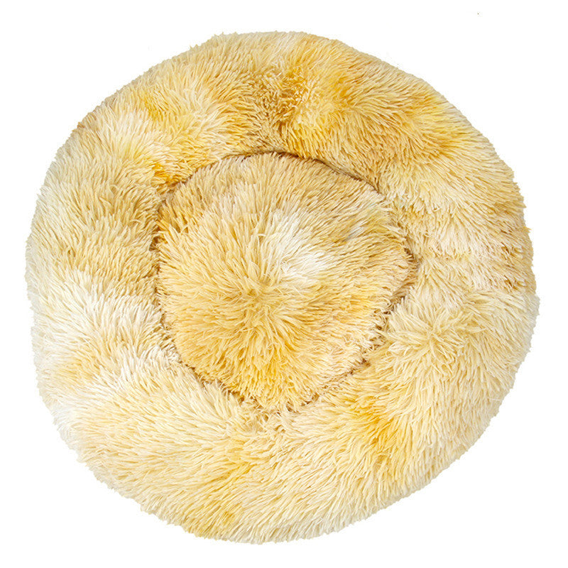 HKM-003091 Cozy Tie-Dye Plush Cat Nest for Winter Comfort - Available in Multiple Sizes