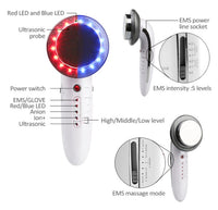 HKM-903059 6-in-1 Ultrasonic EMS LED Cavitation and Galvanic Therapy Device for Body Slimming and Skin Renewal
