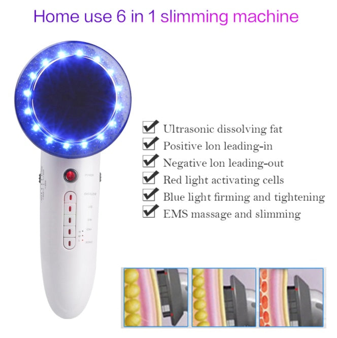HKM-903059 6-in-1 Ultrasonic EMS LED Cavitation and Galvanic Therapy Device for Body Slimming and Skin Renewal
