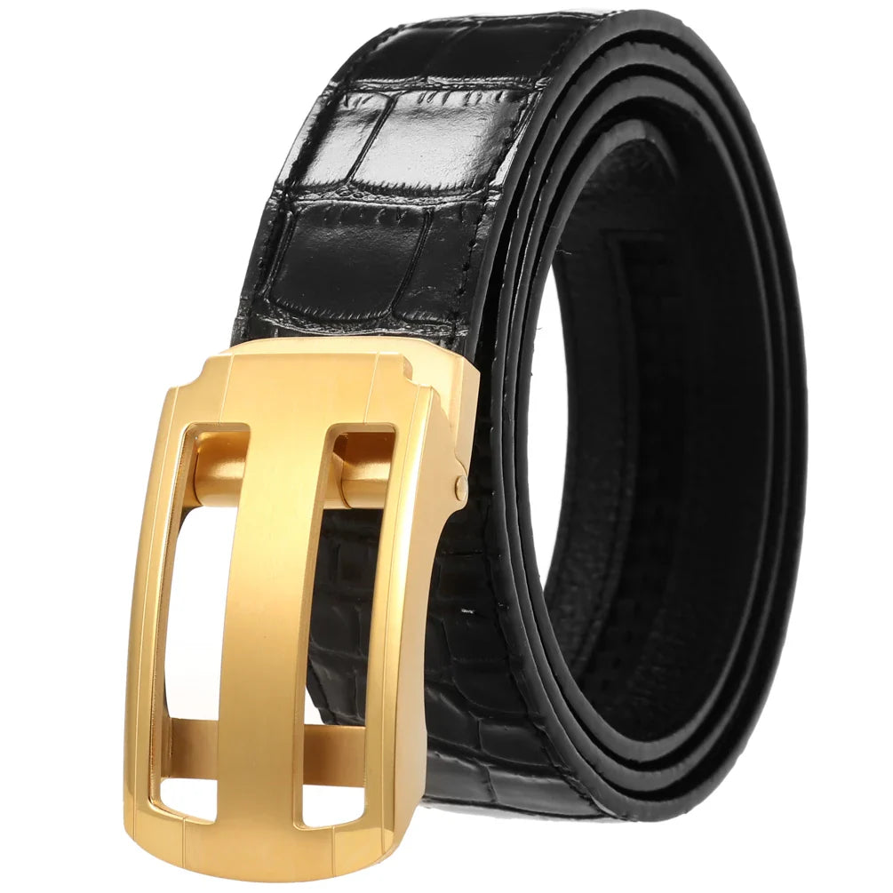 HKM-620947 Men's Stainless Steel Buckle Business Belt - Model LY36-61461-8